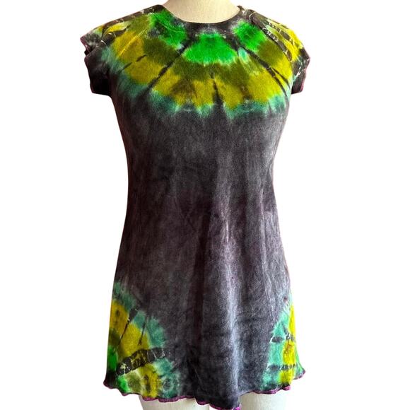 Womens Dress Size Small Grey Tie Dye Rainbow Colorful Colorburst Hippie Burner - Picture 1 of 8